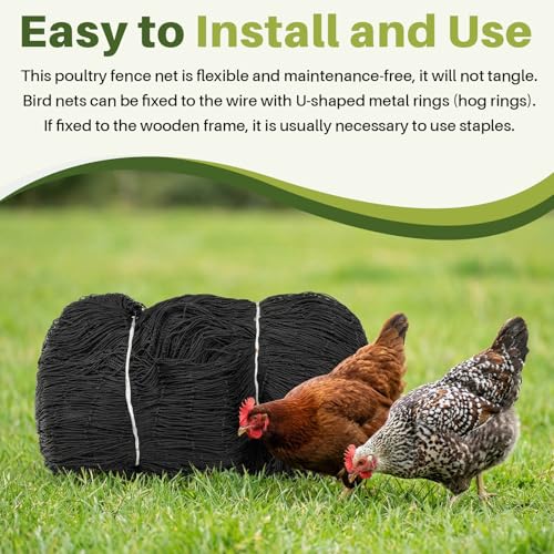 25 x 50 ft Aviary Bird Netting Chicken Netting Commercial Grade Heavy Duty Knotted 2 inch Mesh for Chicken Coops Poultry Blueberries Fruit Trees Net Aviary Garden - size: 25 x 50ft, 2 inches