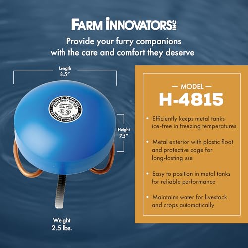 Farm Innovators Floating Tank De-Icer, 1500W Water Deicer- Ice-N-Easy Design with Thermostatically Controlled Heating for Metal Only Livestock Water Tank