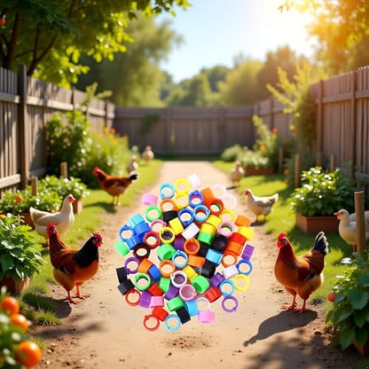 100 Pcs Multicolor 8mm Poultry Leg Rings, 10 Colors Foot Bird Identification Leg Bands Clip-on Rings for Birds, Ducks and Chickens, Poultry Habitat Supplies