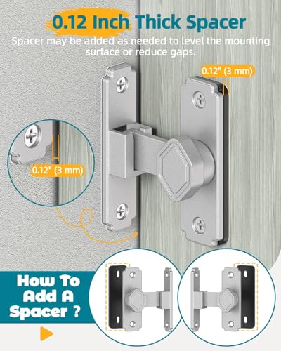 90 Degree Barn Door Lock, Small Sliding Barn Door Latches, Rust-Proof Sliding Gate Latch Lock for Garden, Bathroom, Cabinet, Pet Cage, Window, Shed (Silver-4PCS) - color: Silver-4PCS