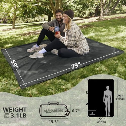 AlphaBeing Waterproof Outdoor Blanket with Merino Wool, Extra Thick Warm, Windproof, Packable Stadium Blankets for Cold Weather, Camping Gift, Pet, Car, Picnic, Concerts, 79" x 59", Black/Gray - color: Black/Gray