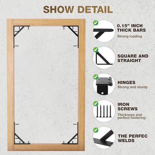 Anti Sag Gate Kit and Gate Latch - Gate Corner Bracket with Gate Hinges Heavy Duty for Wooden Fences-No Sag Gate Corner Brace Bracket for Doors, Driveway, Corral Gates, Wood Windows (Steel) - style: Anti Sag Gate Kit and Gate Latch