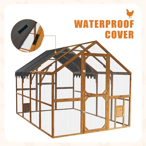 Endark 110" Large Walk-in Chicken Coop Enclosure with Waterproof Roof- Spacious Outdoor Yard, Pet Cage Playpen Farm Poultry Cage with Durable Wood Construction and Rain Protection(Brown)