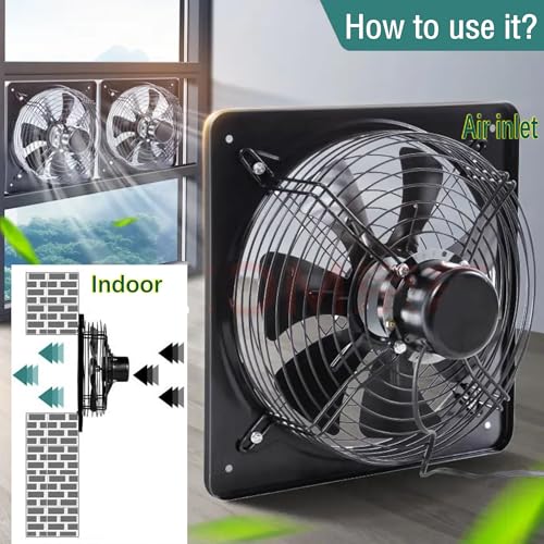 12 Inch Wall Window Exhaust Fan Wall Mounted Ventilation 720 CFM Basement Extractor Fan Industrial Fan for Home Garage Office Commercial Use (12 Inch+Speed Control)