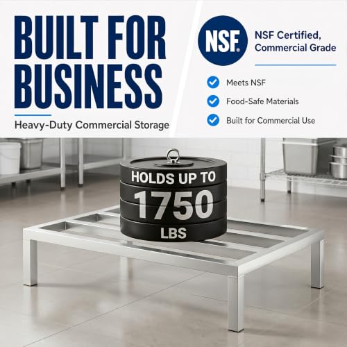 36" x 24" x 8" Aluminum Dunnage Rack – Heavy Duty Floor Storage Stand, NSF for Commercial Use - size: 36"W x 24"D x 8"H