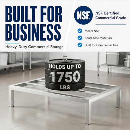 36" x 24" x 8" Aluminum Dunnage Rack – Heavy Duty Floor Storage Stand, NSF for Commercial Use - size: 36"W x 24"D x 8"H