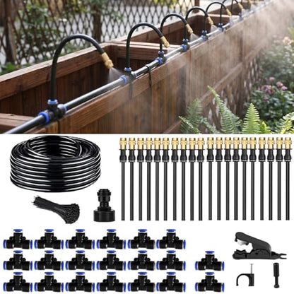 360° Adjustable Drip Irrigation System - 66FT Compatible 1/4" Irrigation System, Garden Watering Atomizing System with 20pcs Nozzles, Greenhouse Accessories for Yard, Lawn, Plants, Garden (66Ft) - size: 66Ft