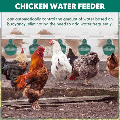 LemonRoad 30 Set Automatic Chicken Waterer Cups with 1/2" PVC Tee Fitting Chicken Drinking Bowl, Water Dispenser Feeder Poultry Drinker Mounting Hole Opener for Duck, Goose, Pigeon(Dark Green) - color: Dark Green