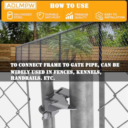1-3/8" x 2-3/8" Chain Link Fence Butterfly Gate Latch, Galvanized Steel Gate Latch, with 1-3/8 Gate Frame & 2-3/8" Gate Post, U-Bolt & Nuts Included