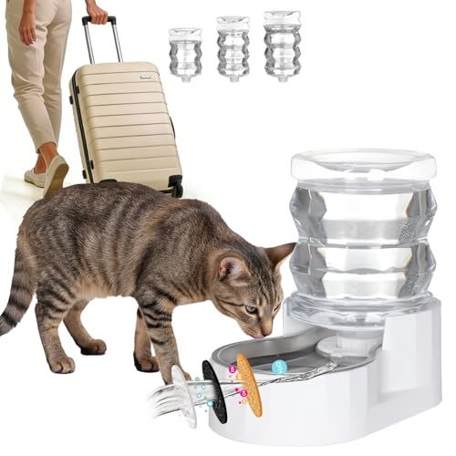 RIZZARI 4L Compact Gravity Pet Water Dispenser with Water Filter | Apartment-Friendly Size,Cleaner Water Every Day,Perfect for Small Pets,Less Frequent Refills,Quick Daily Cleaning - color: White, size: 4L