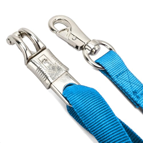 2PCS Cross Ties,Heavy Duty Adjustable Nylon Cross Ties for Horse Horse Trailer Tie with Panic Snap and Bull Snap,Adjustable Length from 44.5-78.5 Inch,Blue - style: Blue-2PCS
