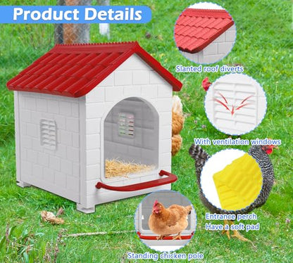 Nesting Boxes for Chicken, Plastic Compartment Chicken Nesting Boxes Coop for Laying Eggs for Hens, Ducks and Poultry - color: Red