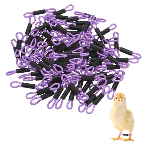 M METERXITY 100-Pack Adjustable Chick Leg Bands, 1.38" x 0.2" Polyester Chicken Leg Brace for Chicks/Ducks/Birds [Purple] Poultry Leg Bands