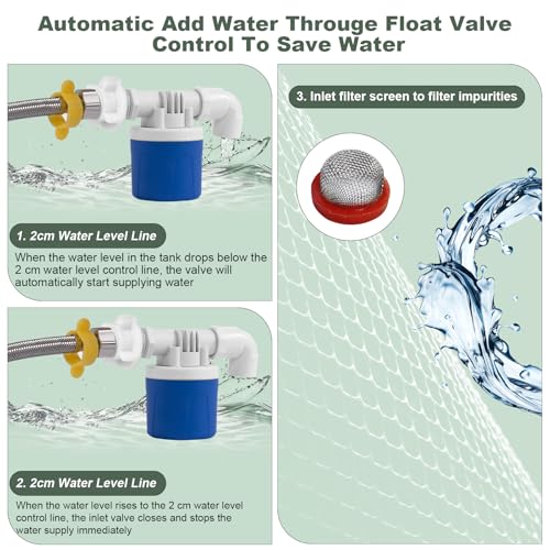 3 Gallons Automatic Chicken Waterer, Float-Controlled Chicken Water Feeder, Large Watering System with 60 Inch Water Hose (One End 3/4''), Poultry Waterer for Duck Quail Turkey Chick