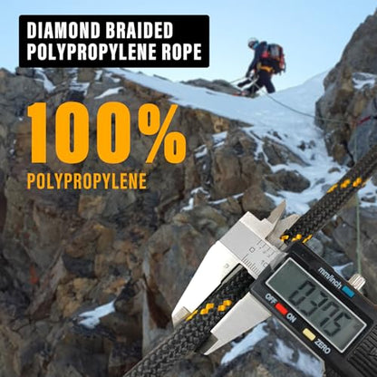 Diamond Braided Polypropylene Rope Nylon Rope Mix Thick Heavy Duty Ropes 3/8'' 50ft High Strength Perfect for Clothesrope Camping Hiking and Other Outdoor Activities Black - size: 3/8'' 50ft Black