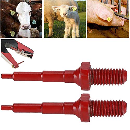 Stainless Steel Ear Tag Needles for Livestock, Red, 2 Pack, Farm Supplies for Cattle Cows Pigs Goats Sheep - color: Red