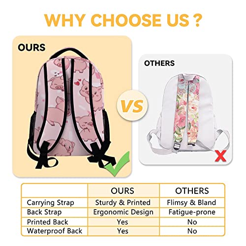Pig Backpack Gifts, 16 Inch Cute Pig Bookbag Durable, Lightweight, Large Capacity, Funny Animal Backpack for School - color: Style-3