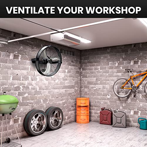 20 Inch High Velocity Wall Mount Fan with Rack, 3 Speed Industrial/Commercial Metal Ventilation Fan - size: 20 Inch, style: 1 Pack