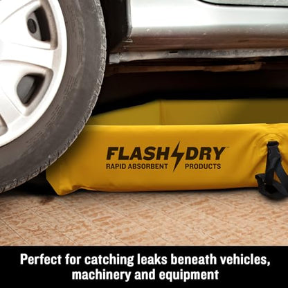 FLASHDRY Portable Spill Containment Berm, Folding Duck Pond 4' x 4', Reusable Oil, Fuel & Chemical Spill Containment Tray, UV-Resistant PVC, Heavy-Duty, Quick & Easy Setup, Garage & Industrial Use - color: Yellow