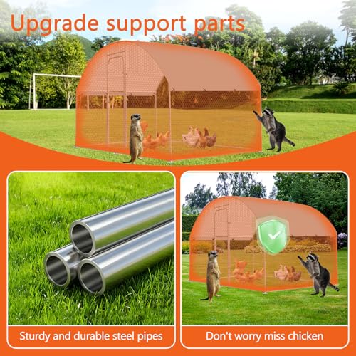 Outdoor Metal Chicken Coop Large Walk-in Poultry Cage Spire-Shaped Chicken Run with Waterproof and Anti-Ultraviolet Cover for Outside,Backyard and Farm,4.9' L*9.8' W*6.4' H - size: 58.8"L x 117.6"W x 76.8"H