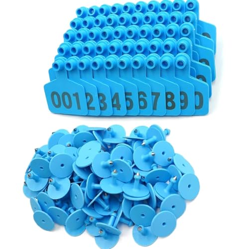 Cattle Cow Ear Tags Numbered Livestock Identifcation Ear Tags for Cattle Cow Horse Pig Goat Sheep Farm Animal (001 to 1000) Blue 101-200 - color: Blue, size: 101-200