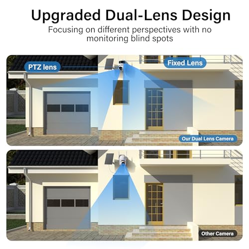Security Camera Wireless Outdoor: Dual-Lens Solar Camera Outdoor/Home/Dome, 360° Live View, WiFi Camera Home Surveillance with 2K Full Color Night Vision,2-Way Audio，PIR Motion - style: Wi-Fi