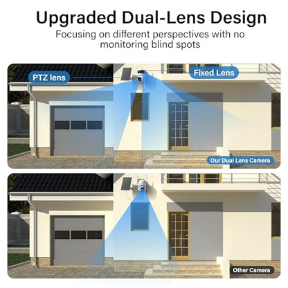 Security Camera Wireless Outdoor: Dual-Lens Solar Camera Outdoor/Home/Dome, 360° Live View, WiFi Camera Home Surveillance with 2K Full Color Night Vision,2-Way Audio，PIR Motion - style: Wi-Fi