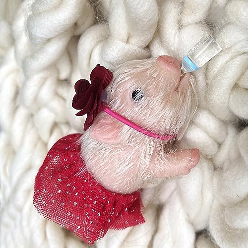OtardDolls 5 Inch Lifelike Reborn Pig Dolls, Full Silicone Soft Reborn Pig Dolls Mini Realistic Pig Toy Newborn Cute Newborn Baby Pig Dolls with Toy Accessories for Happy Birthday