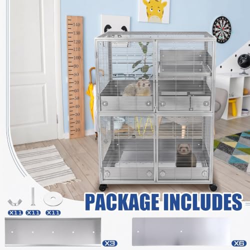 Chunful Scatter Guards Compatible with Ferret Nation & Critter Nation, 9 Pcs Pull Out Adjustable Small Animal Cages Guards, Urine & Litter Containment for Ferrets, Chinchillas, Rats (Aluminum Color) - color: Aluminum Color