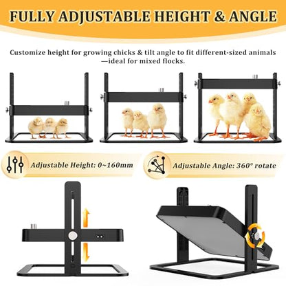 Upgraded Chick Heating Plate with Adjustable Height & Angle, Thermostatic Control Chick Warmer Pad for Enclosed Indoor Space – Ideal for Chicks - size: small-03