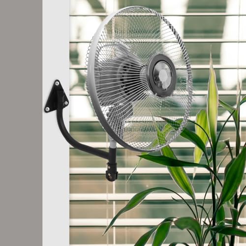 HOMSFOU Wall Mount Fan Set with Heavy Duty Bracket Adjustable Speed Wall-Mounted Oscillating Fan for Garage Pavilion Indoor Outdoor