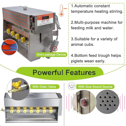 Piglet Feeding Station, Automatic Milk Feeder with 10 Nipples, Stainless Steel Cover and Valve, Ideal Livestock Milk Feeder for Piglets - size: 10Nipples