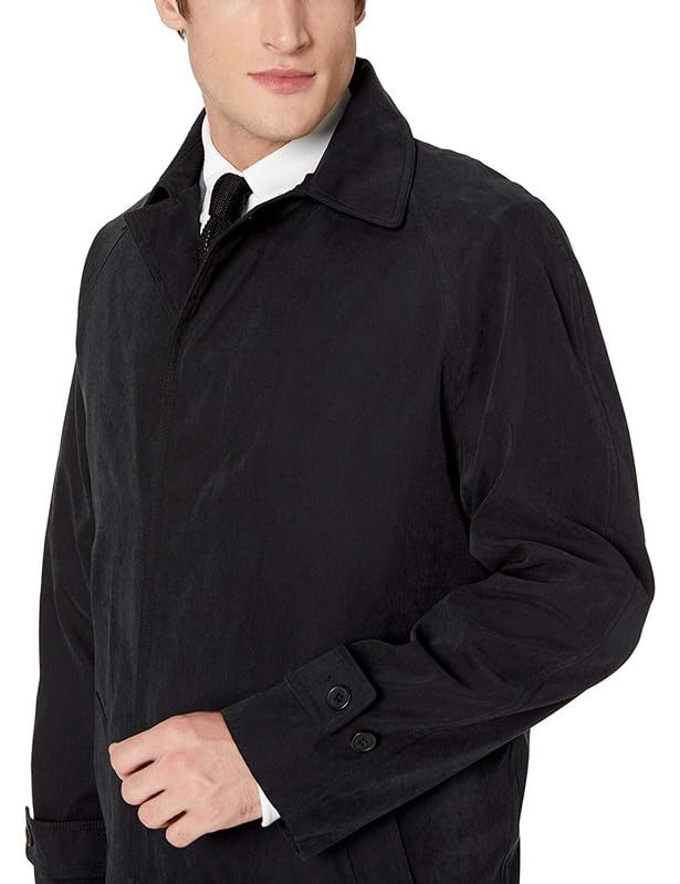 Adam Baker Men's Trench Coat | Single Breasted Full Length All Year-Round Belted Men’s Raincoat - color: Black, size: 36 Short