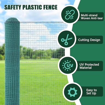 SUNYRISY Garden Mesh Fence Temporary Safety Fencing, 40in x 164ft Garden Fence Animal Barrier with Steel Stakes, Fencing Netting for Construction Backyard Chickens Dog Poultry Deer - size: 40in x 164ft