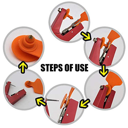 Livestock Ear Tag Plier, Animal Ear Tag Install Tool 90 Degrees Applicator Puncher Tagger for Livestock Pigs Sheep Goats Cattles Cows