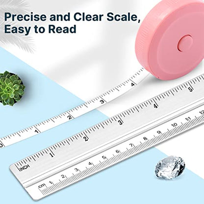 Tape Measure, 5 Pack Measuring Tape for Body Measurements Weight Loss, Retractable Sewing Fabric Cloth Tailor Waist Soft Small Pink Tape Measure Body Measuring Tape, 150cm/60inch - size: 60in