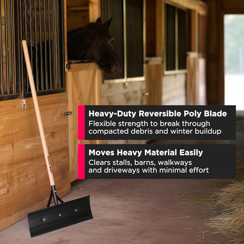 SCENIC ROAD Farm & Ranch Scraper Tool – Heavy Duty Ice Scraper with 24" Reversible Blade & 58" Long Handle Scraper – Poly Scraper for Driveway Ice, Barn, Paint or Wood – Made in USA (Model SRP24) - size: 24-inch Poly