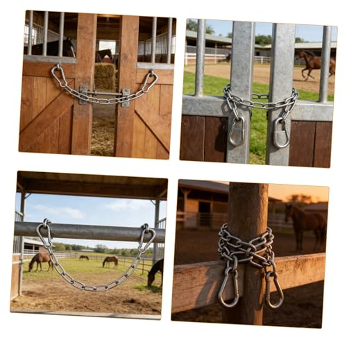 Ipetboom 1 PC Gate Latch Barn Chain Lock Stainless Steel Horse Gate Lock Adjustable Fence Gate Pull Lock Latch Gate Opener for Metal Wooden Fences Garden Backyard Door for Home