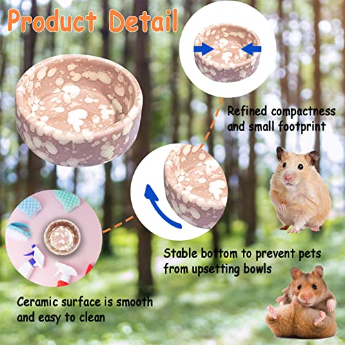 kathson 2 Pcs Hamster Food Bowl Guinea Pig Ceramic Water Bowl Small Animal Feeding Dish for Dwarf Hamster Gerbil Syrian Ferret Hedgehog Chinchilla Bunny (Pink)… - color: Pink