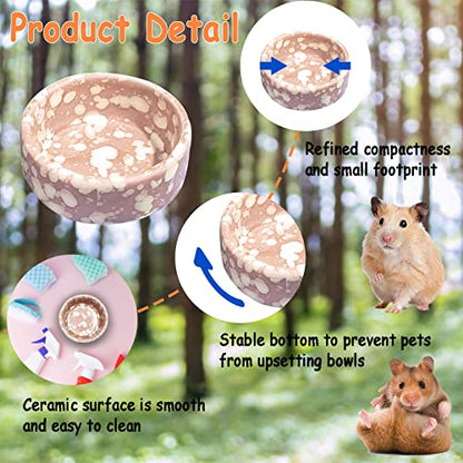 kathson 2 Pcs Hamster Food Bowl Guinea Pig Ceramic Water Bowl Small Animal Feeding Dish for Dwarf Hamster Gerbil Syrian Ferret Hedgehog Chinchilla Bunny (Pink)… - color: Pink