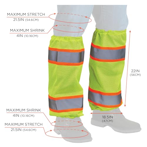 Ergodyne Unisex Glowear 8009 Hi-vis Two-tone Mesh Leg Gaiters - Class E - color: Lime