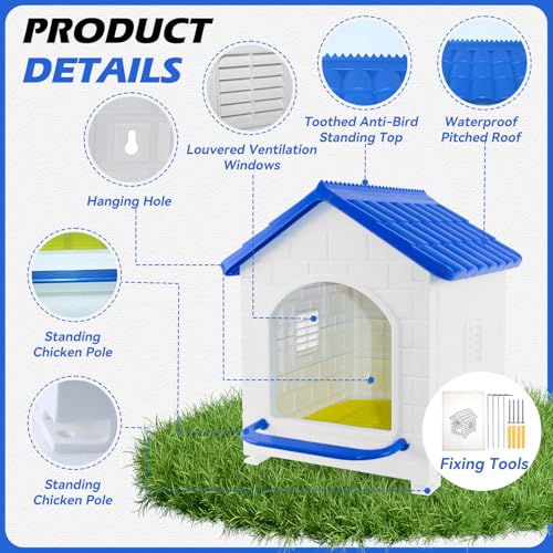 Chicken Nesting Box, Waterproof Plastic Chicken Coop with Washable Nesting Pad, Nesting Box for Hens, Ducks, Rabbits and Poultry - color: Blue