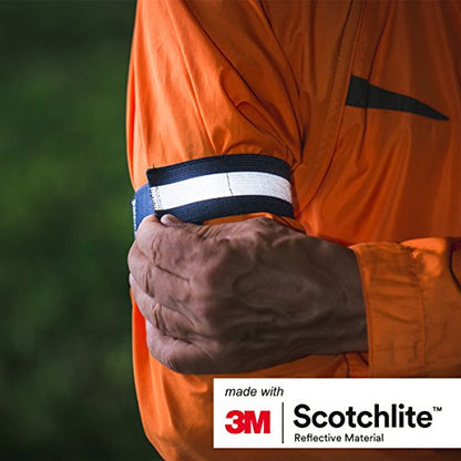 Salzmann Reflective Elastic Arm & Leg Bands | Adjustable Hi Vis | Pack of 4 | Made with 3M Scotchlite Reflective Material | For Running, Walking & Cycling | Yellow, Navy, Pink - color: Navy