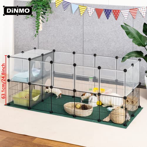 DINMO Small Animal Playpen with Oxford Mat, 24 inches Height, Pet Exercise Fence, Home Protector, Iron Mesh and Plastic Combination, Visualization, DIY, Games Hole Series, 60.2 x 24.8 x 24.8inch - style: Plastic and Metal Mesh Design