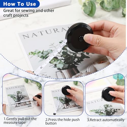 Kigeli 200 Pcs Tape Measure - 60 Inch Retractable Measuring Tape for Body, Fabric, Sewing, Tailor, Cloth, Knitting, Craft, Weight Loss Measurements - Black Dual Sided
