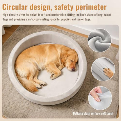 39 Inch Round Dog Bed Ball Pit, Indoor Playpen for Cats and Small Dogs, Dual Use Pet Play and Rest Area, Gray (Balls Not Included) - color: Gray