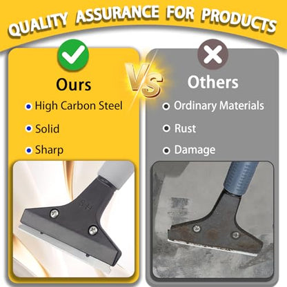 Floor Scraper Tool, Floor Scraper Long Handle Heavy Duty 16-62" Comes with 10 Metal Blade Suitable for Cleaning Labels on Tiles Windows and Floors Handle Comes with Soft Sponge