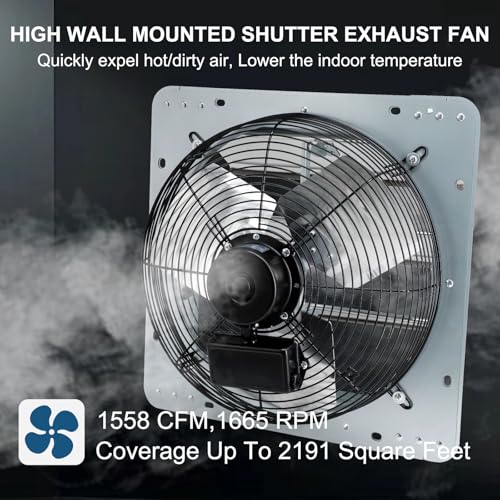Criditpid 14 Inch Wall Mounted Shutter Exhaust Fan with ON/OFF Switch, High-Speed, Low-Noise Pure Copper Motor, Wall Exhaust Fan for Gable, Shed, Garage, Greenhouse, Kitchen, Attic, 1088CFM, 1450RPM. - size: 14 Inch Exhaust Fan