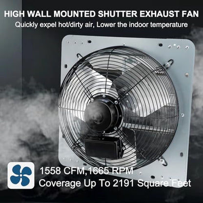Criditpid 14 Inch Wall Mounted Shutter Exhaust Fan with ON/OFF Switch, High-Speed, Low-Noise Pure Copper Motor, Wall Exhaust Fan for Gable, Shed, Garage, Greenhouse, Kitchen, Attic, 1088CFM, 1450RPM. - size: 14 Inch Exhaust Fan