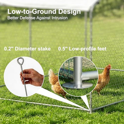 HERBAN 2026 Upgraded Chicken Coop with All-Around Heavy-Duty Cloth, 9.8x19.5x6.4 ft Large Metal Walk-in Outdoor Chicken Run Pen for Yard, Spire Roof Poultry Cage for Hens, Ducks - size: 234.0"L x 117.6"W x 76.8"H